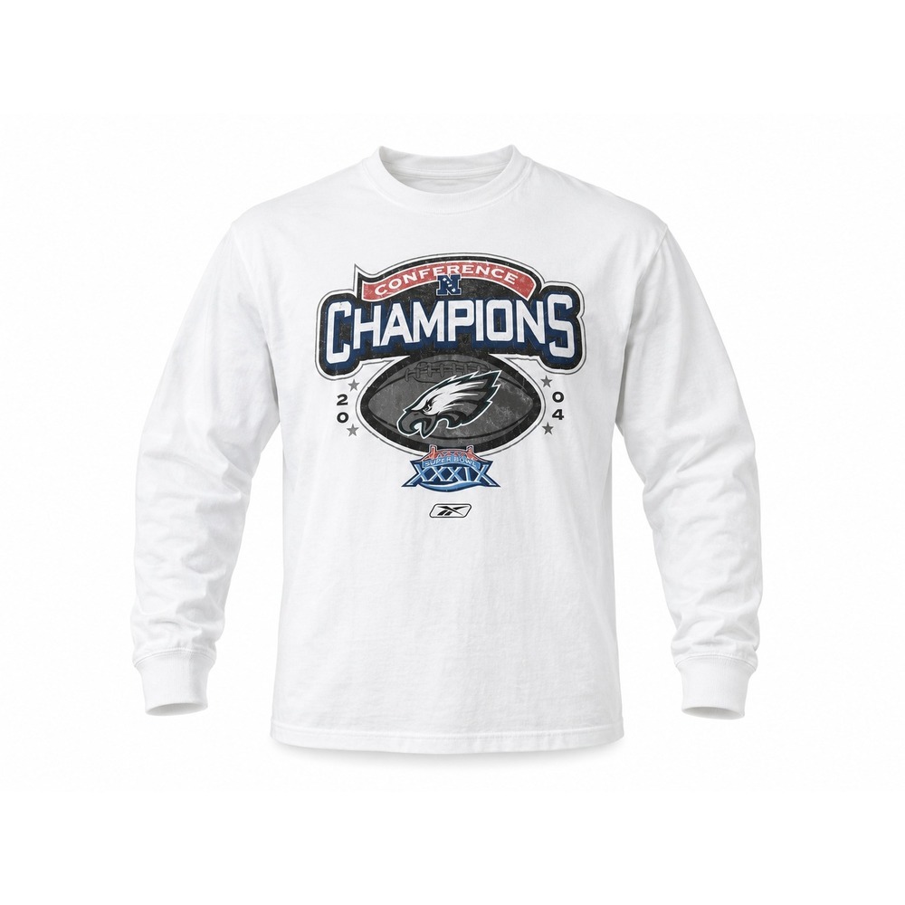 Vintage 2004 Philadelphia Eagles NFC Champions Reebok Long Sleeve Shirt M